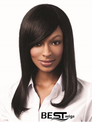 Long Black Yaki With Bangs Hairstyles African American Wigs