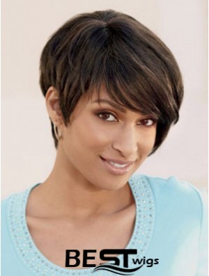 Short Brown Straight Layered Incredible African American Wigs