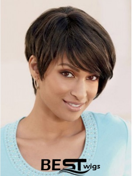Short Brown Straight Layered Incredible African American Wigs