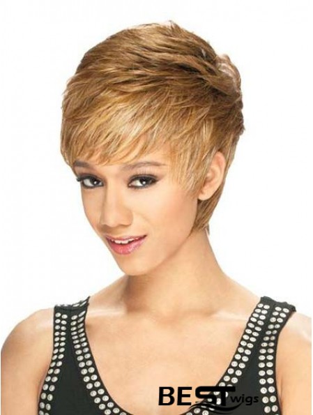 Designed Cropped Straight 8 inch Synthetic Glueless Lace Front Wigs