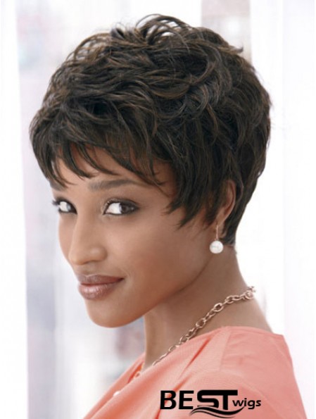 4 inch Cropped Boycuts Synthetic Capless Black Styles For African Americans