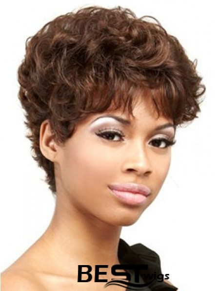 Cropped Auburn Curly Boycuts Convenient African American Wigs