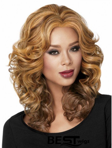 African American Curly Full Lace Wig With Capless Blonde Color