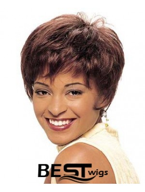 Cropped Auburn Straight Boycuts Beautiful African American Wigs