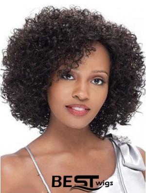 Brazilian Human Hair Short Lace Front Black Kinky Curly Wigs For Black Women