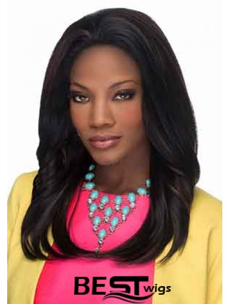 Fashion Black Long Layered Straight Glueless Lace Front Wigs