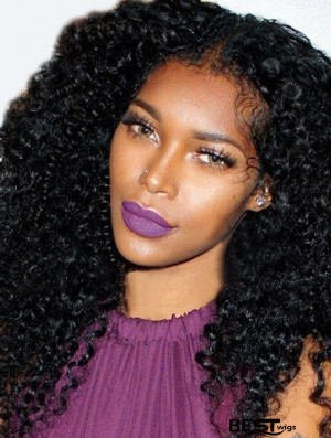 Indian Remy 22 inch Kinky Long Black Lace Wigs For African American Women