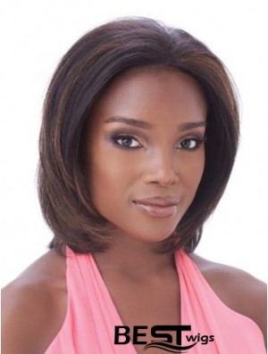 Without Bangs Hairstyles Straight Auburn Chin Length Human Hair Lace Front Wigs