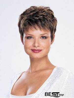 Straight Layered Cropped Modern Brown Synthetic Wigs