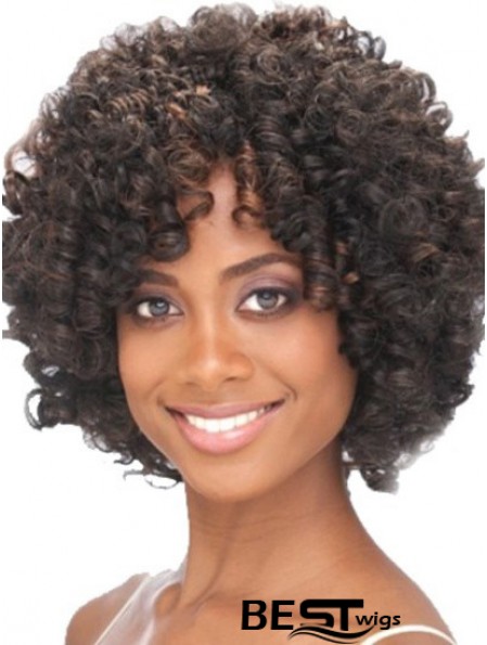 Chin Length Capless Layered Kinky Synthetic Black Woman's Wigs