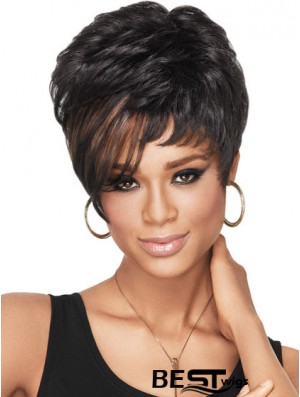 Cropped Black Wavy Boycuts High Quality African American Wigs