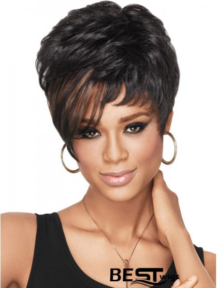 Cropped Black Wavy Boycuts High Quality African American Wigs