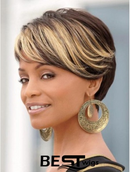 8 inch Synthetic Black Short Straight Wigs For African American Women