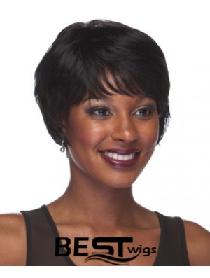 Short Black Straight With Bangs Style African American Wigs