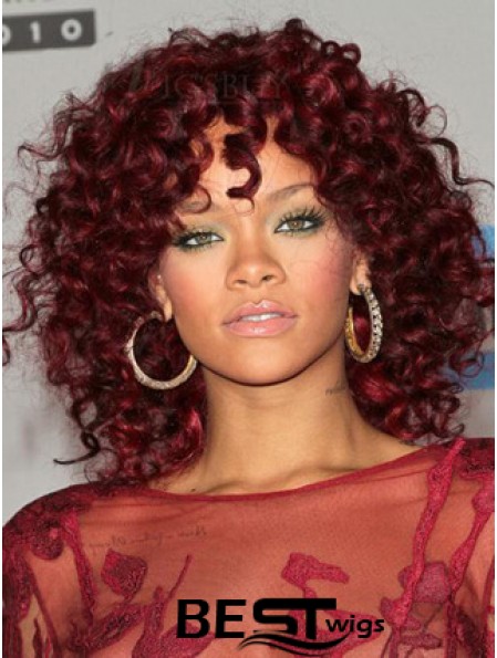 Red 14 inch Capless African American Curly Bob Wigs For Black Women