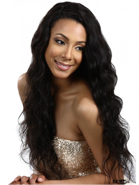 Long Black Wavy Without Bangs Online African American Wigs