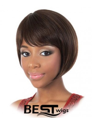 Chin Length Brown Straight Bobs Fashion African American Wigs