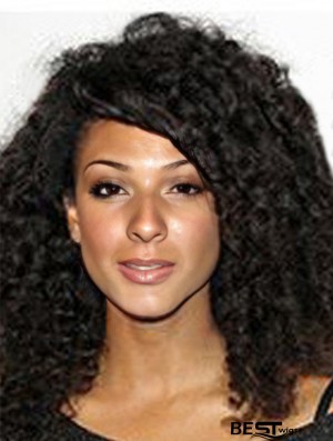 Full Lace Indian Remy Black Shoulder Kinky Curly Hair Wigs