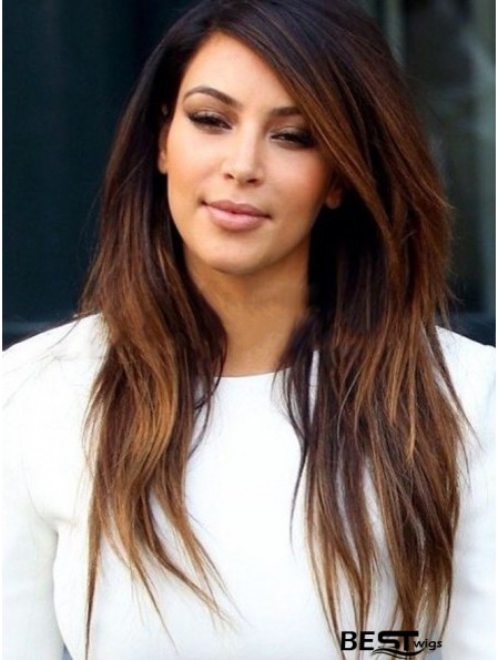 Full Lace Long Brown Layered Straight Black Woman Hair Girls