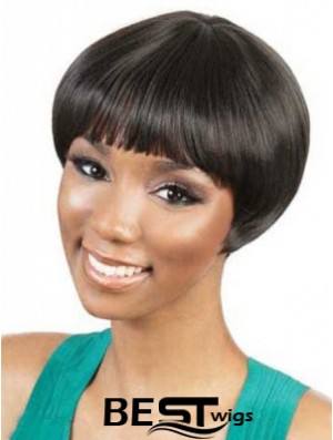 Short Black Straight Bobs Ideal African American Wigs