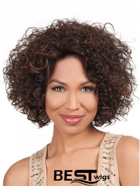 High Quality Chin Length Kinky 10 inch Synthetic Glueless Lace Front Wigs