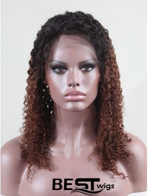 Shoulder Length Curly Without Bangs Full Lace 14 inch Comfortable Black Women Wigs