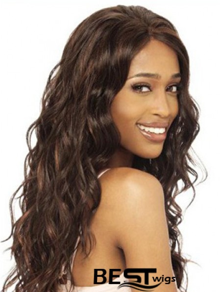 Brown Long Hairstyles Wavy Without Bangs Lace Wigs