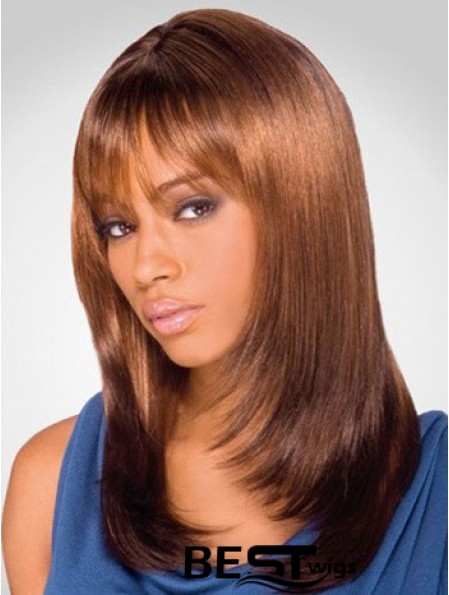Online Shoulder Length Yaki 16 inch Synthetic Glueless Lace Front Wigs