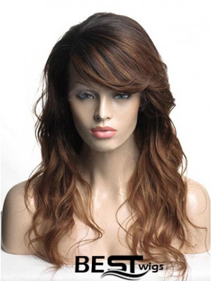 Long Brown Wavy With Bangs Cheapest African American Wigs