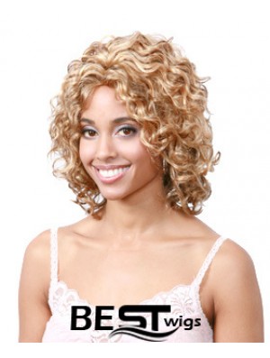 Chin Length Blonde Curly Without Bangs Hairstyles African American Wigs