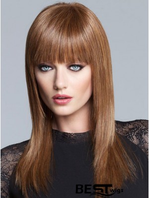 Yaki With Bangs Long Brown Fabulous Lace Front Wigs