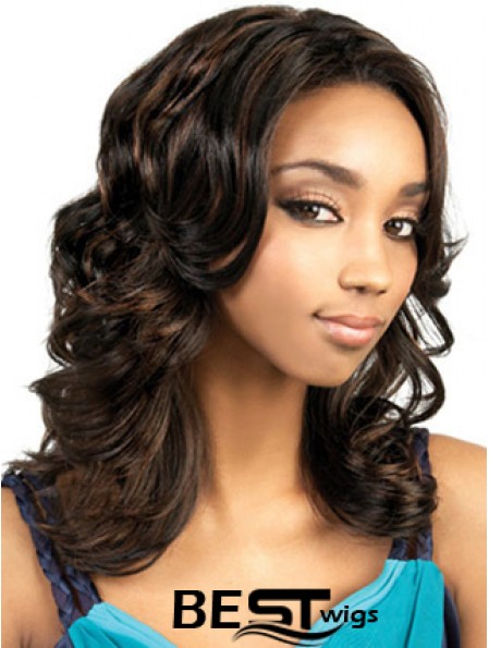 Long Brown Wavy Without Bangs Gorgeous African American Wigs