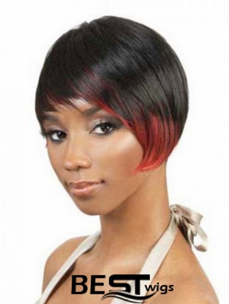 Short Black Straight Layered Fashionable African American Wigs