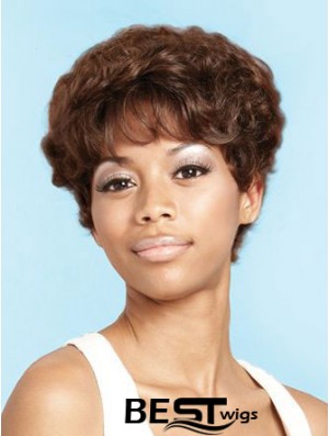 Short Brown Curly Layered Beautiful African American Wigs