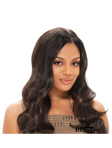 Long Brown Without Bangs Wavy Soft Full Lace Wigs