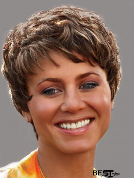 Cropped Brown Curly Boycuts Affordable African American Wigs