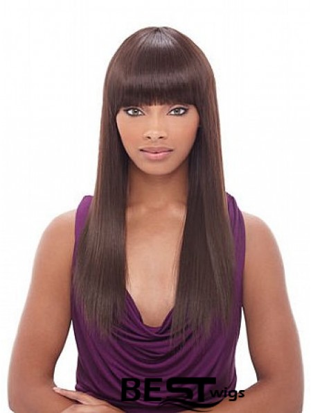 Long Auburn Yaki With Bangs Convenient African American Wigs
