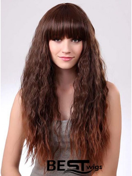 Long Ombre/2 Tone Curly With Bangs Suitable African American Wigs