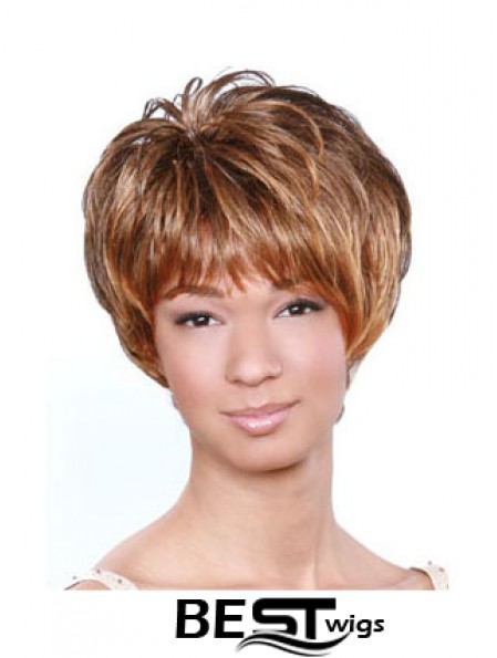 Short Brown Wavy Boycuts Popular African American Wigs