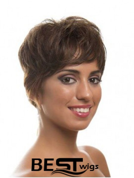 Short Brown Layered Wavy Style Full Lace Wigs