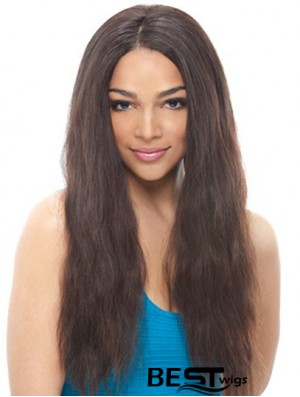 24 inch Black Long Without Bangs Wavy Suitable Lace Wigs