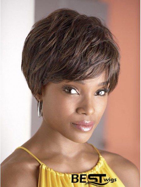 Cropped Brown Wavy Boycuts Fashionable African American Wigs