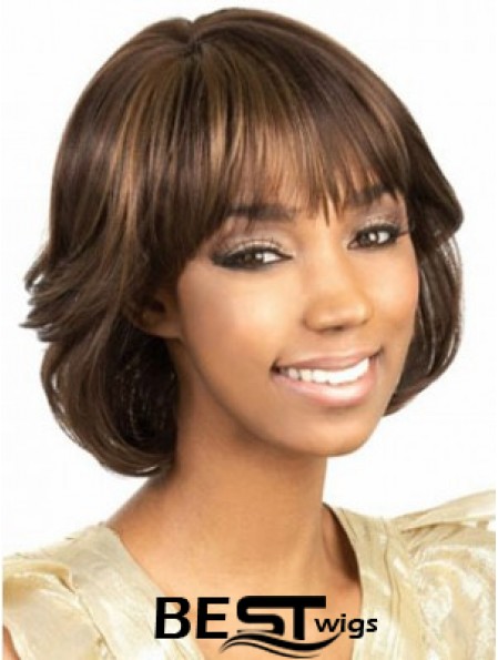 Chin Length Brown Wavy Bobs Amazing African American Wigs