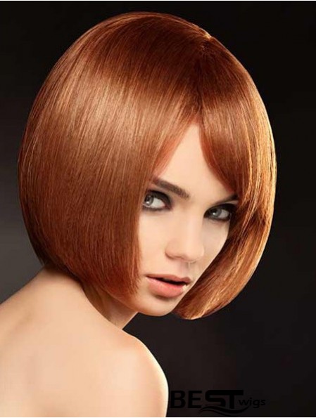 Chin Length Auburn Bobs Straight Good Full Lace Wigs