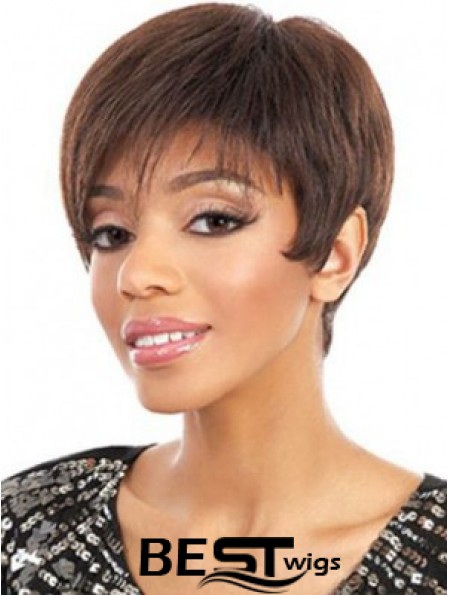 Short Auburn Straight Layered Cheapest African American Wigs