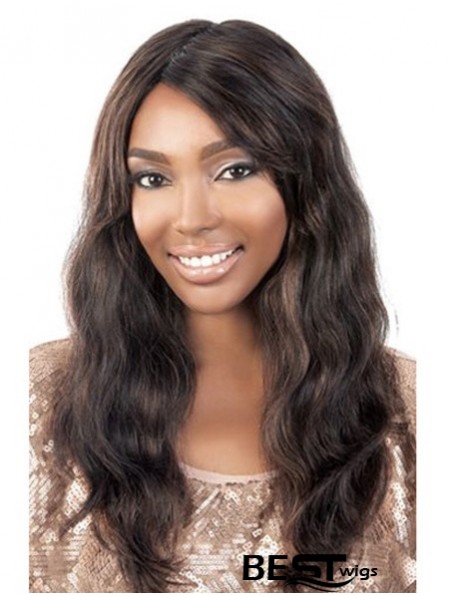 Long Brown Wavy Without Bangs Modern African American Wigs