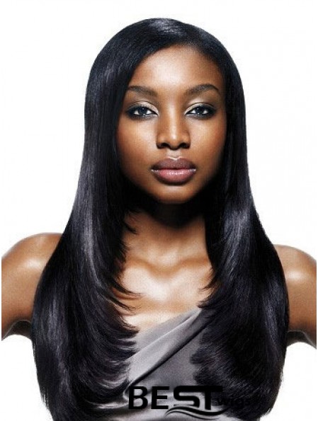 Long Black Yaki Without Bangs Best African American Wigs