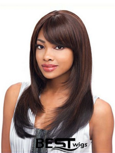 Long Auburn Straight Layered Exquisite African American Wigs