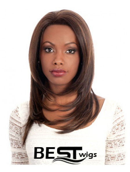 Convenient Auburn Long Without Bangs Straight Glueless Lace Front Wigs
