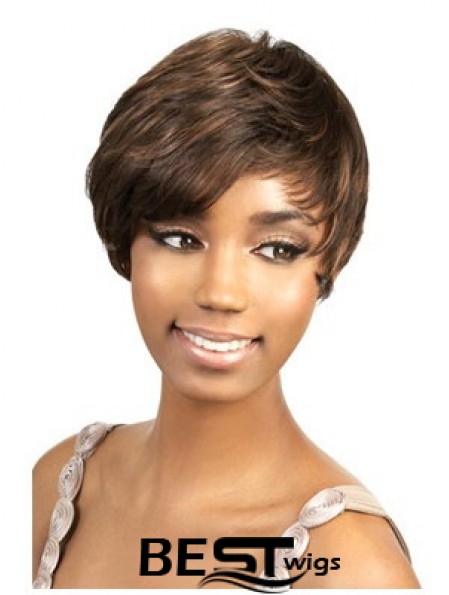 Short Brown Straight Layered Perfect African American Wigs